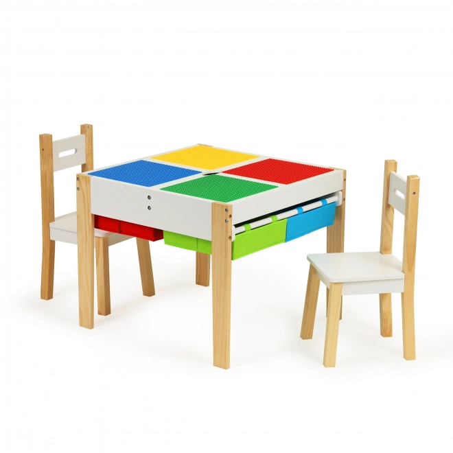 Holz Kindermöbel Set: Tisch und 2 Stühle