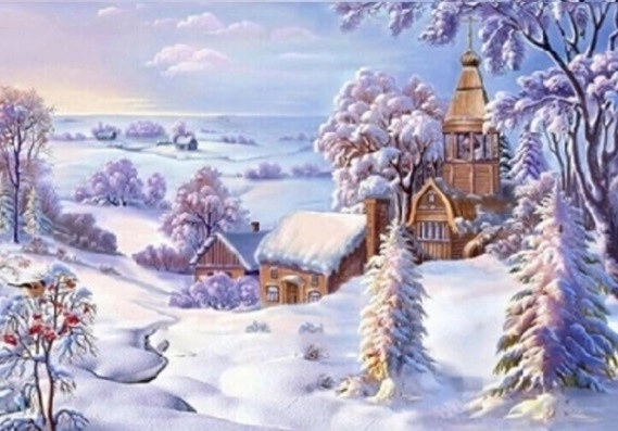 Diamantmalerei Kirche im Schnee