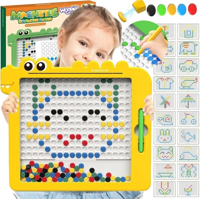 Magnettafel WOOPIE MAGPAD Dinosaurier, Montessori, 110 Magnetknöpfe