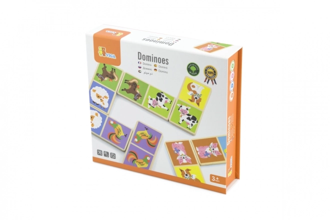 Viga Holz-Domino Bauernhof 28 Teile Montessori