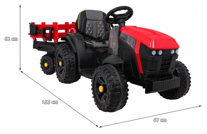 Titan-Traktor mit rotem Anhänger