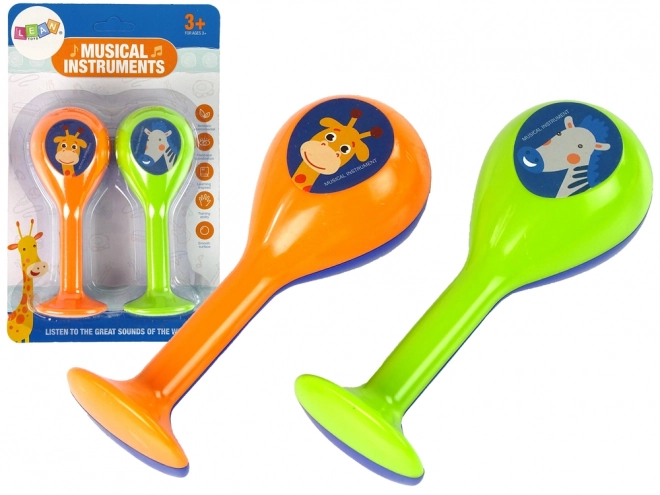 Set Mit Zwei Rasseln Maracas Tiere