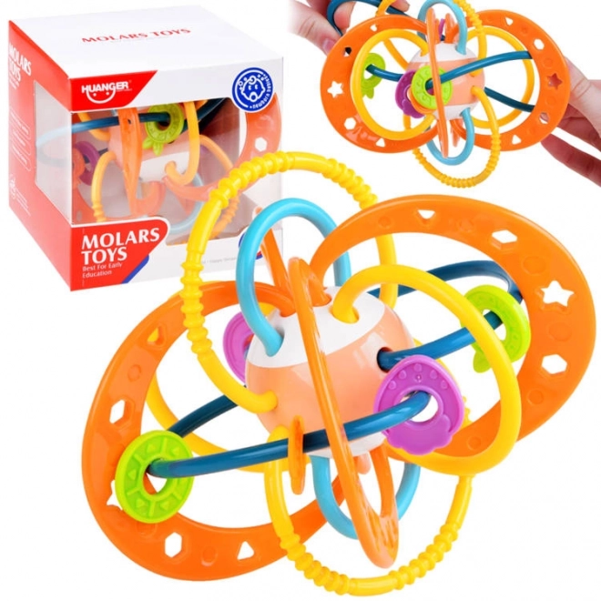 Sensorischer Beißring für Babys Rassel – Orange