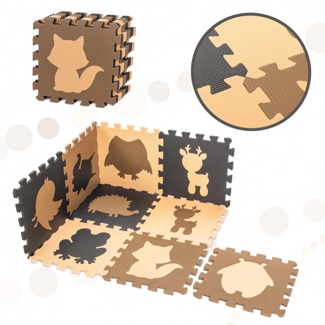 Puzzle-Puzzlematte für Kinder 9el. Beige-Braun-Schwarz 85cm x 85cm x 1cm