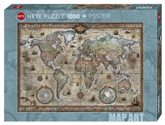 Heye Puzzle Retro Weltkarte 1000 Teile