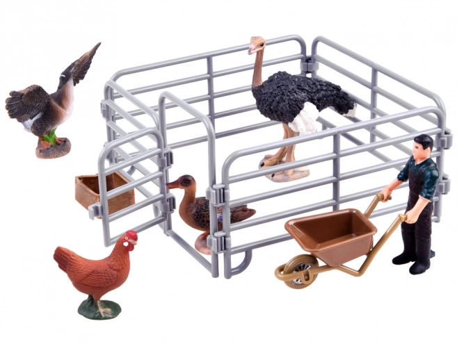 Tierfiguren Bauernhof Spielset mit Huhn und Strauß – B