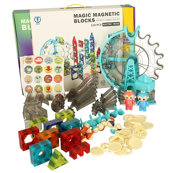 Magnetische Bausteine Marmorbahn mit Musik und 118 Teilen