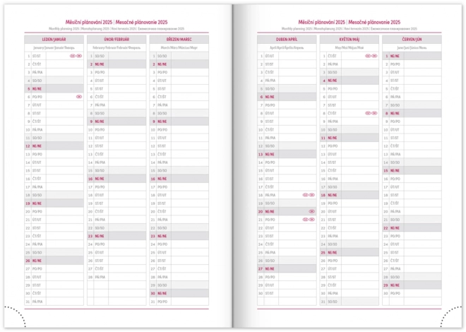 Wöchentlicher Taschenkalender Balacron 2025 Silber