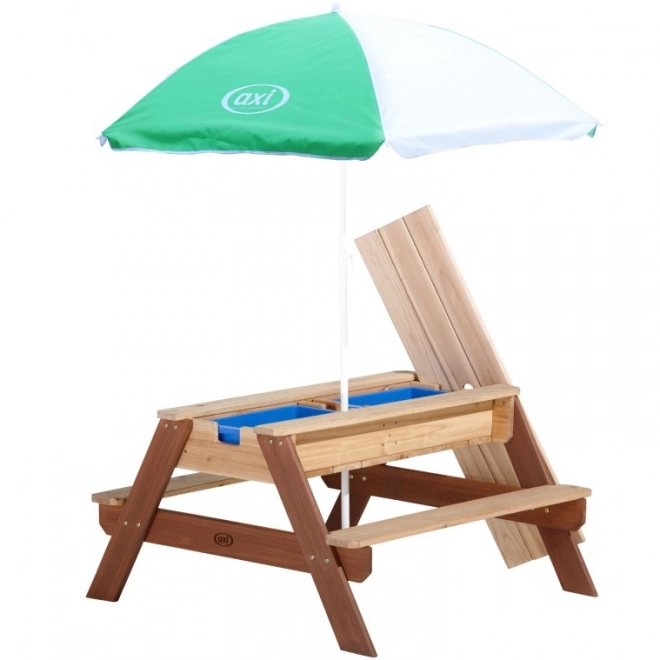 Picknicktisch Nick mit Bank und Sonnenschirm AXI