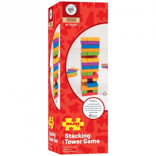 Bunte Jenga Holzspiel von Bigjigs Toys