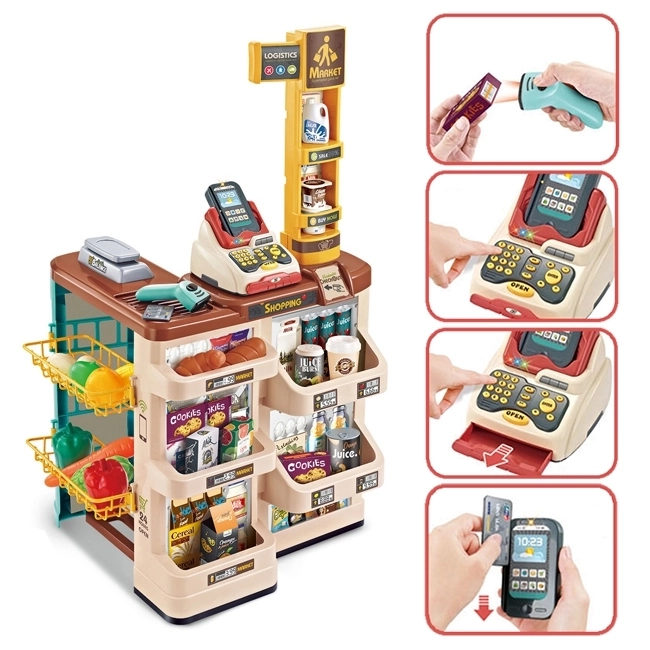 Supermarkt-Spielset mit Einkaufswagen und Zubehör