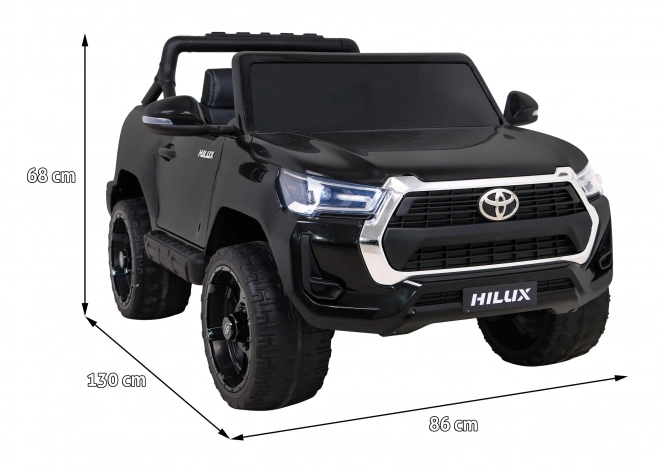 Toyota Hilux Batterie für Kinder schwarz + Antrieb 4x4 + Fernbedienung + 2 Gepäckträger + MP3-Radio + LED-Diode