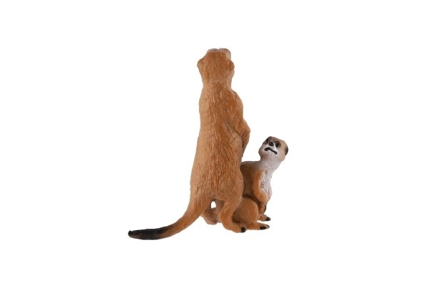 Dekorative Figur Erdmännchen mit Jungtier - aus Kunststoff, hellbraun, 8cm