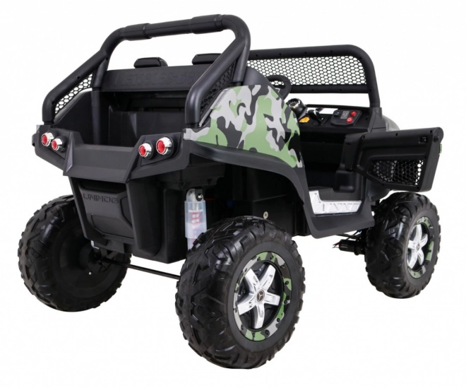 Mercedes Benz Unimog für Kinder Farbe Moro + 4x4 + Fernsteuerung + Gepäckträger + kostenloses Starten + Radio MP3 + LED-Diode