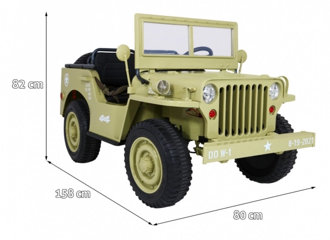 Retro-Militärfahrzeug für Kinder mit 4x4-Antrieb, Platz für 3 und EVA-Reifen