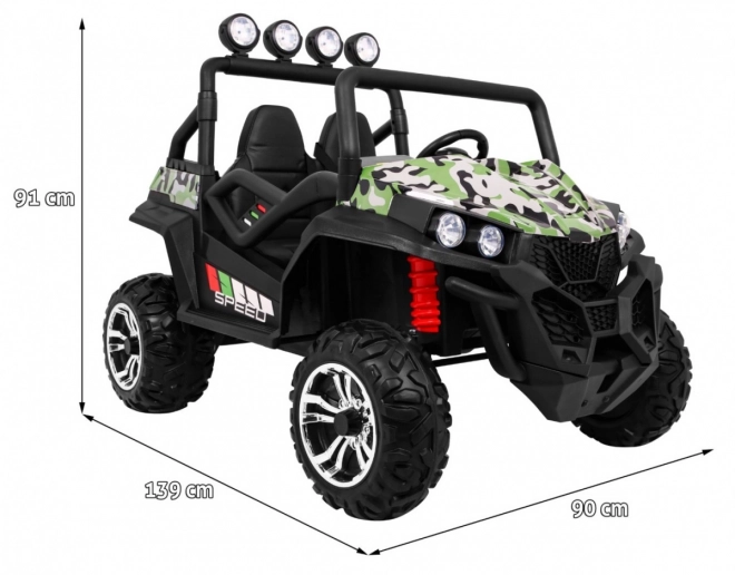 Kinder Geländewagen Grand Buggy 4x4 mit Tarnung, LED-Beleuchtung und MP3-Radio