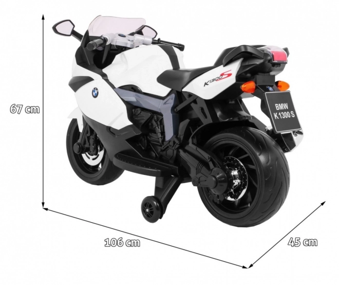 BMW K1300S Kinder Motorrad mit Batterie weiß + Stützräder + Geräusche Lichter + langsamer Start