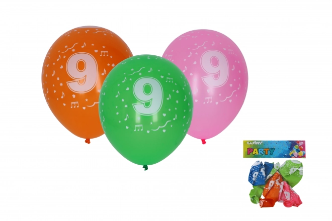 Aufblasbare Ballons 30 cm - Set mit 5 Stück, Nummer 9