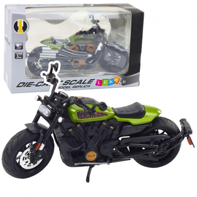 Motorrad Chopper Metall schwarz mit grünen Elementen