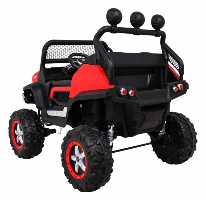 Mercedes Benz Unimog für Kinder Rot + 4x4 + Fernbedienung + Gepäckträger + langsamer Start + MP3 LED