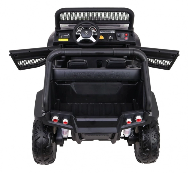 Mercedes Benz Unimog für Kinder Farbe Moro + 4x4 + Fernsteuerung + Gepäckträger + kostenloses Starten + Radio MP3 + LED-Diode