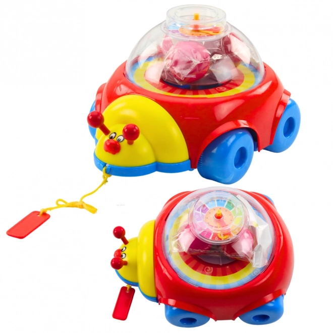 Bunte Ziehladybug mit Bällen und Uhr