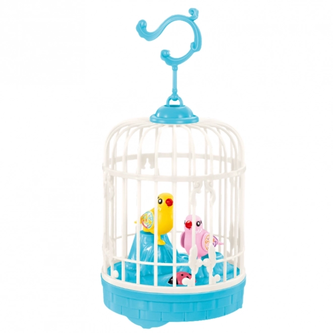 Spielende Vögel in Käfig Blau