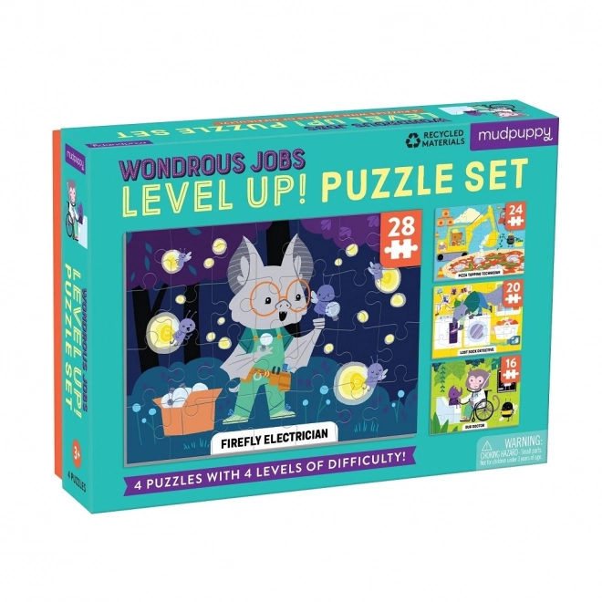 Mudpuppy Level Up! Wundervolle Berufe Puzzle 4 in 1