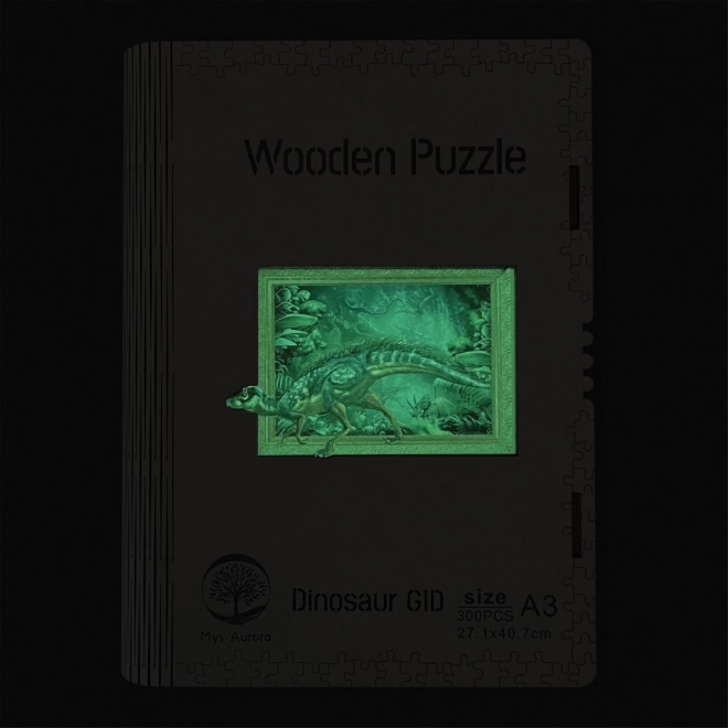Leuchtendes Dinosaurier Holzpuzzle A3