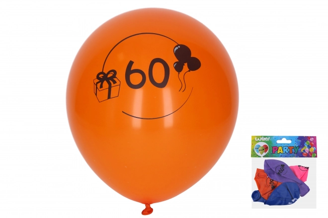 Bunte Luftballons 30 cm mit Zahl 60 - 5er Set