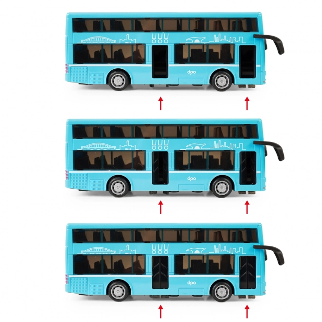 Dreiachsiger Doppeldeckerbus in Blau mit Friktionsantrieb