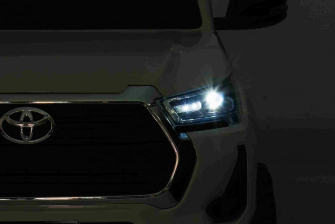 Toyota Hilux Batterie für Kinder Weiß + Antrieb 4x4 + Fernbedienung + 2 Gepäckträger + Radio MP3 + LED-Leuchte