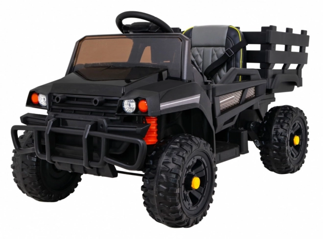 Bauernsammel-Pick-up für Kinder schwarz + Fernsteuerung + Gepäckträger + Schaufel + EVA + MP3 LED