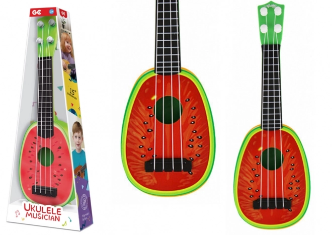 Ukulele für Kinder Melonenmotiv 4-saitig 15 Zoll