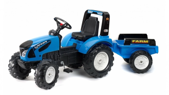 Traktor Landini blau mit Pedalantrieb und Anhänger für Kinder ab 3 Jahren