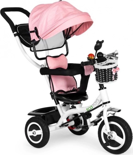 Tricycle mit drehbarem Verdeck und langlebigen Gummireifen in Pink