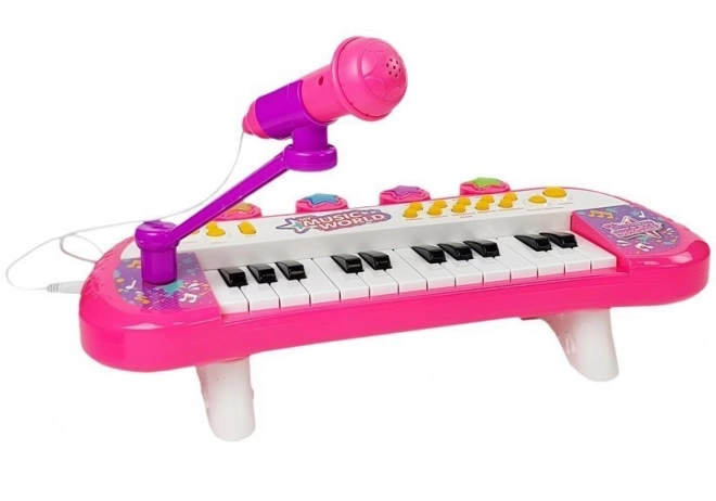 Kinder Keyboard Klavier 24 Tasten mit USB und Mikrofon in Rosa