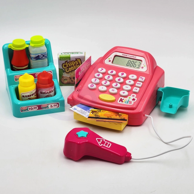 WOOPIE Kinderkasse mit Regal und Zubehör rosa