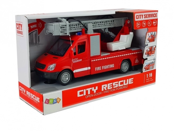 Friktionsbetriebenes Feuerwehrauto mit Ton und Wasser 1:16