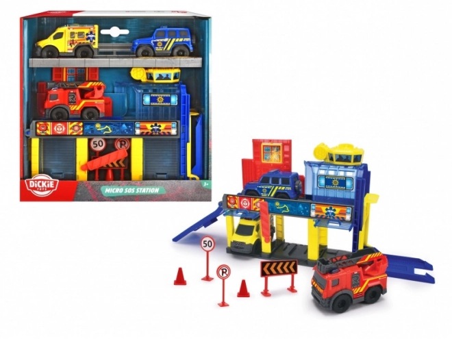 Dickie Toys SOS Mini Rettungsstation mit 3 Fahrzeugen