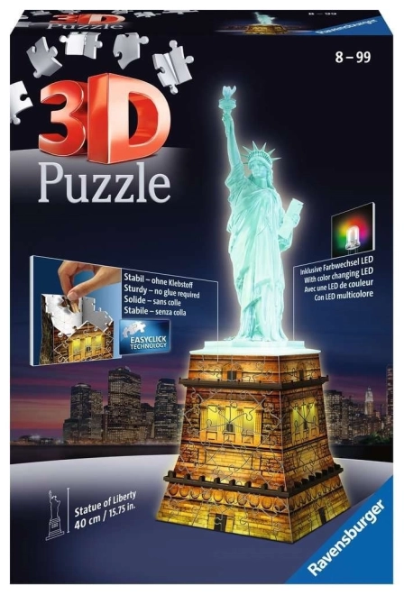 Světelndes 3D Puzzle Nacht Statue der Freiheit 108 Teile