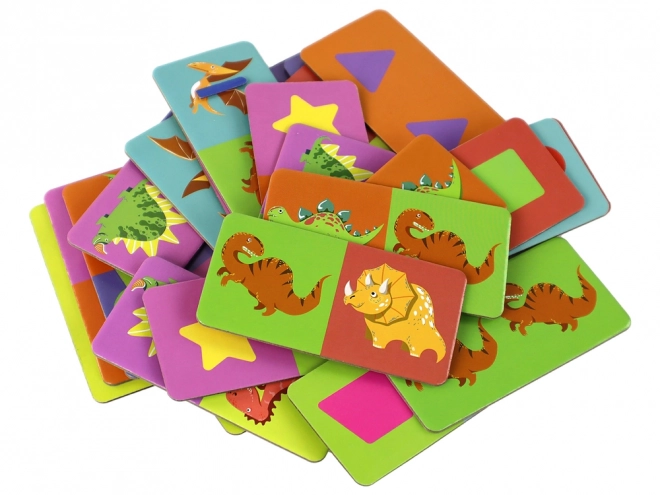 Doppelseitiges Domino-Puzzle Dinosaurier