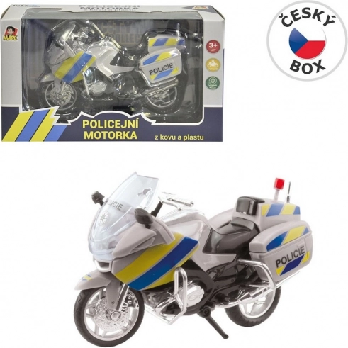 Polizeimotorrad aus Metall 18 cm, silber