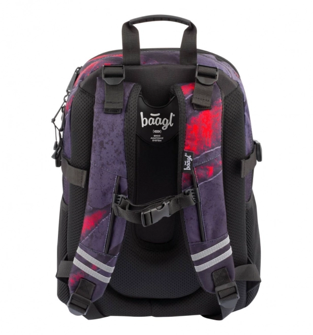 Baagl 3er-Set Core Lava: Rucksack, Federmäppchen, Beutel