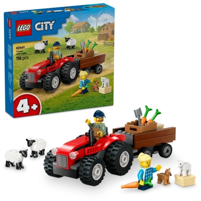 Lego City Roter Traktor mit Anhänger und Schaf