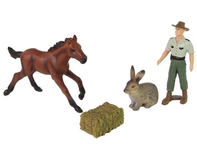 Bauernhof-Figurenset – Pferd, Hase und Landwirt