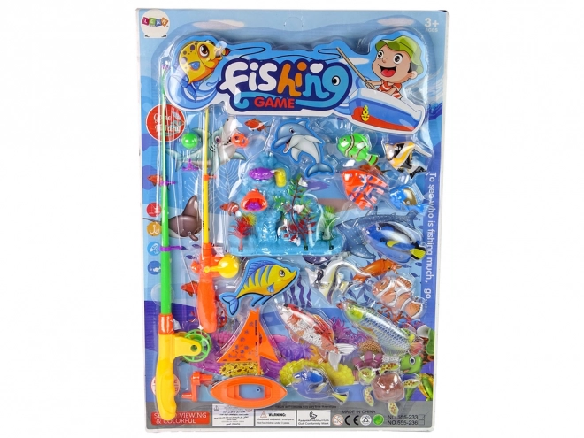 Angelspiel Set für Kinder mit 11 Fischen und Boot