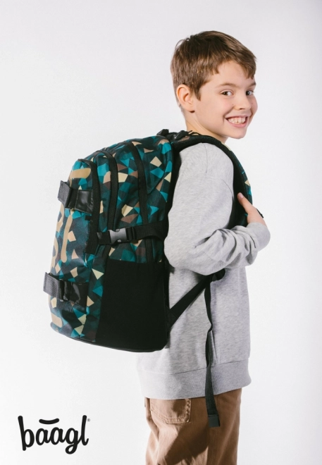 BAAGL 3-SET Skate Polygon: Rucksack, Federmäppchen, Beutel