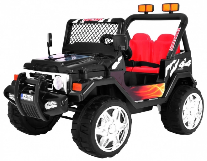 Kinder Geländewagen mit Batterie Raptor Drifter Schwarz + Fernbedienung + langsames Anfahren + EVA + Geräusche und Licht