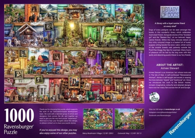 Puzzle 1000 Stück Hunde in der Bibliothek